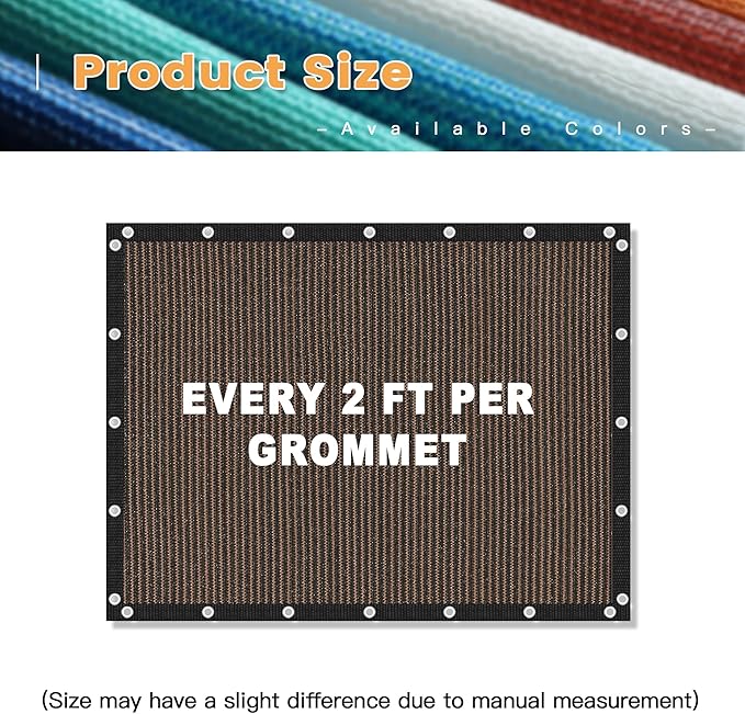 VICLLAX Shade Fabric Sun Shade Cloth with Every 2 FT Grommets for Patio Garden Pergola Cover Canopy 6x15 FT, Mocha