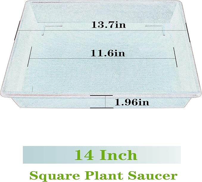 Square Plant Saucer 14 Inch 5 Pack，Plant Stand Plant Trays for Pots Heavy Duty Gray Plastic Plant Saucers for Indoors Outdoors, Flower Pot No Holes Plant Lover Gardening Gifts