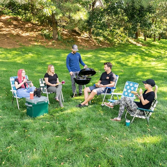 Lawn Chair USA Folding Aluminum Outdoor Patio Lawn Chair | Heavy-Duty Webbed Chairs for Camping, Sports, Beach, Yard & Tailgating | Lightweight Portable | Classic - Black/Yellow