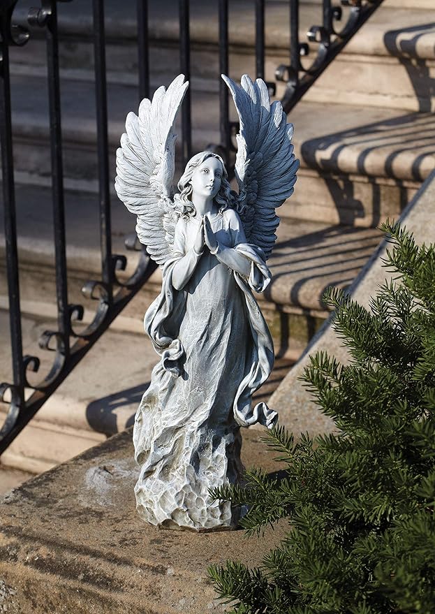 Joseph's Studio by Roman - Collection, 21" H Praying Angel W/Wings, Made from Resin, High Level of Craftsmanship and Attention to Detail, Durable and Long Lasting