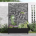 Casaphoria Metal Raised Garden Bed with Trellis and Wheels, 72"x47"x16" Planter Box for Climbing Plants, Vegetables & Vines, Features Drainage Holes and Privacy Screen, Black(Spring&Helen)