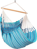 La Siesta® Large Comfort Habana Cotton Hanging Hammock Chair, Indoor Outdoor Hammock Swing Chair, Boho Hanging Chair Bedroom Patio, Max 285 Lbs, Azure
