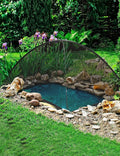DEERFAMY Pond Net Dome, 10×14 FT Pond Cover with 2 Doors, Pond Mesh Tent with 4 Ropes, 16 Stakes, and Fiberglass Poles, Pond Netting for Koi, Outdoor Ponds, Pool and Gardens, Black