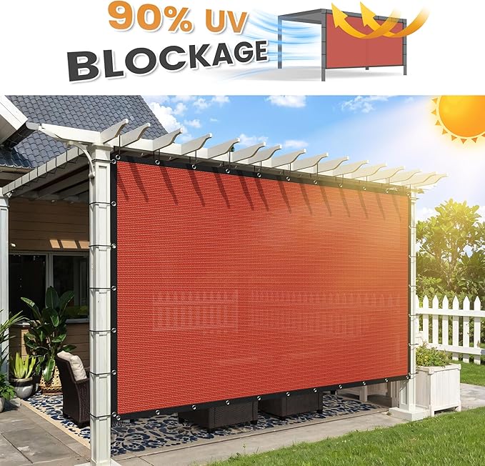 VICLLAX Shade Fabric Sun Shade Cloth with Every 2 FT Grommets for Patio Garden Pergola Cover Canopy 4x7 FT, Rust Red