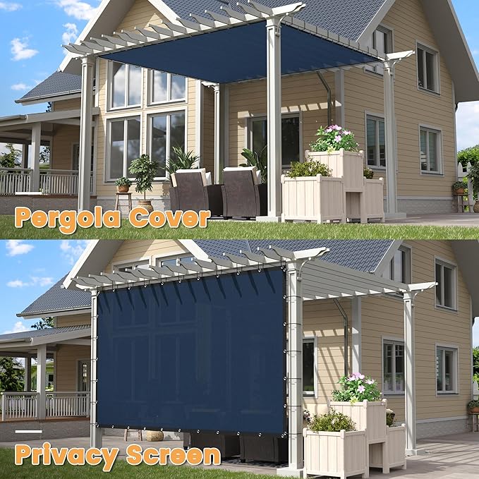 VICLLAX Shade Fabric Sun Shade Cloth with Every 2 FT Grommets for Patio Garden Pergola Cover Canopy 3x14 FT, Dark Blue