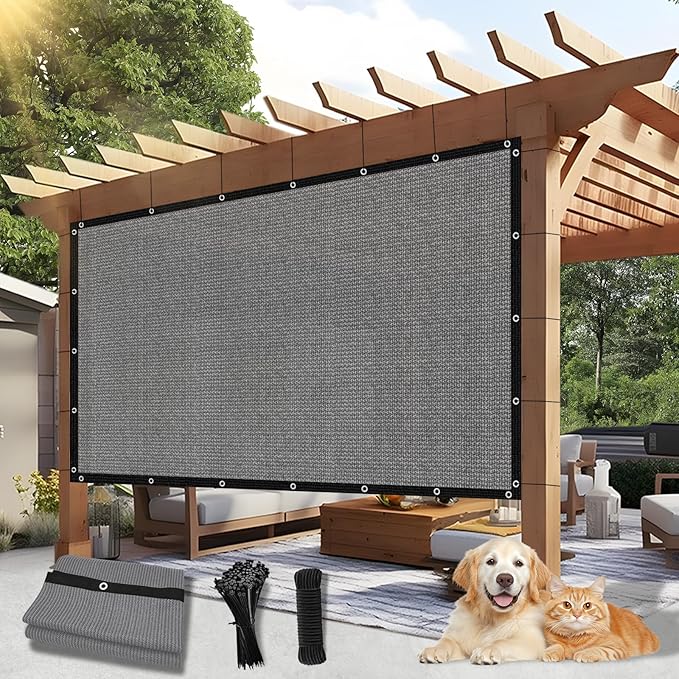 Outdoor 90% Sun Shade Cloth with Grommets, 17 X 22 FT Pergola Shade Cover for Garden Patio Carport Kennel Swimming Pool, Light Grey (We Make Custom Size)