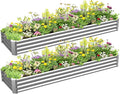 6x2x1ft(2 Pack) Galvanized Raised Garden Bed for Gardening,Metal Planter Boxes Outdoor Patio Kit Planting Bed for Vegetables Flowers Herb,Silver