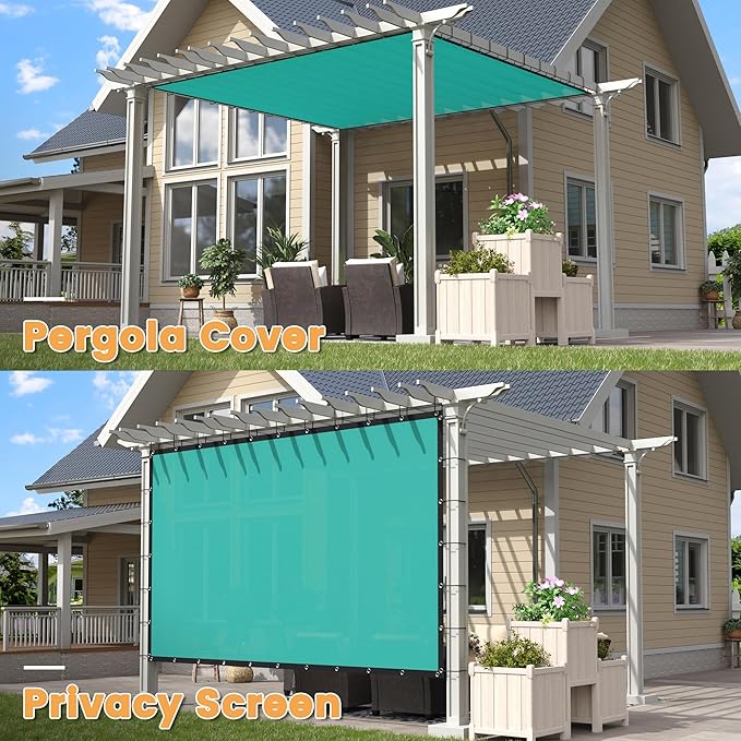 VICLLAX Shade Fabric Sun Shade Cloth with Every 2 FT Grommets for Patio Garden Pergola Cover Canopy 4x19 FT, Turquoise