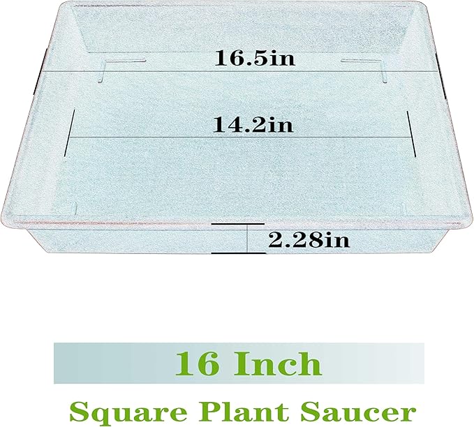 Square Plant Saucer 16 Inch 5 Pack, Plant Stand Plant Trays for Pots Heavy Duty Plastic Plant Saucers for Indoors Outdoors, No Holes Terracotta Plant Lover Gardening Gifts