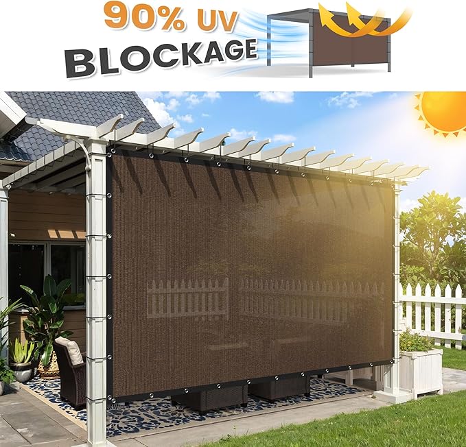 VICLLAX Shade Fabric Sun Shade Cloth with Every 2 FT Grommets for Patio Garden Pergola Cover Canopy 9x13 FT, Mocha