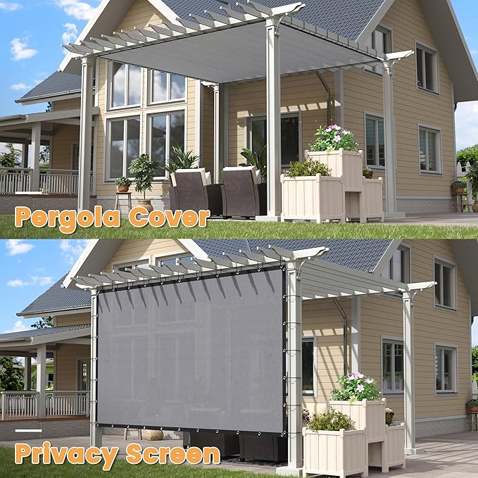 VICLLAX Shade Fabric Sun Shade Cloth with Every 2 FT Grommets for Patio Garden Pergola Cover Canopy 19x23 FT, Light Grey