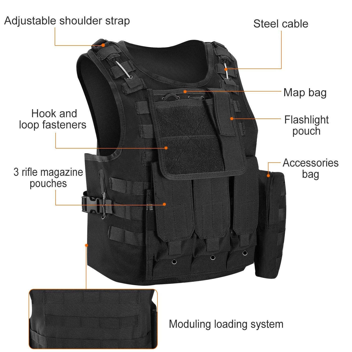 Adults Tactical Vest Military Airsoft Paintball Vest Camouflage Combat Vest for Hunting Army Fans CS War Game