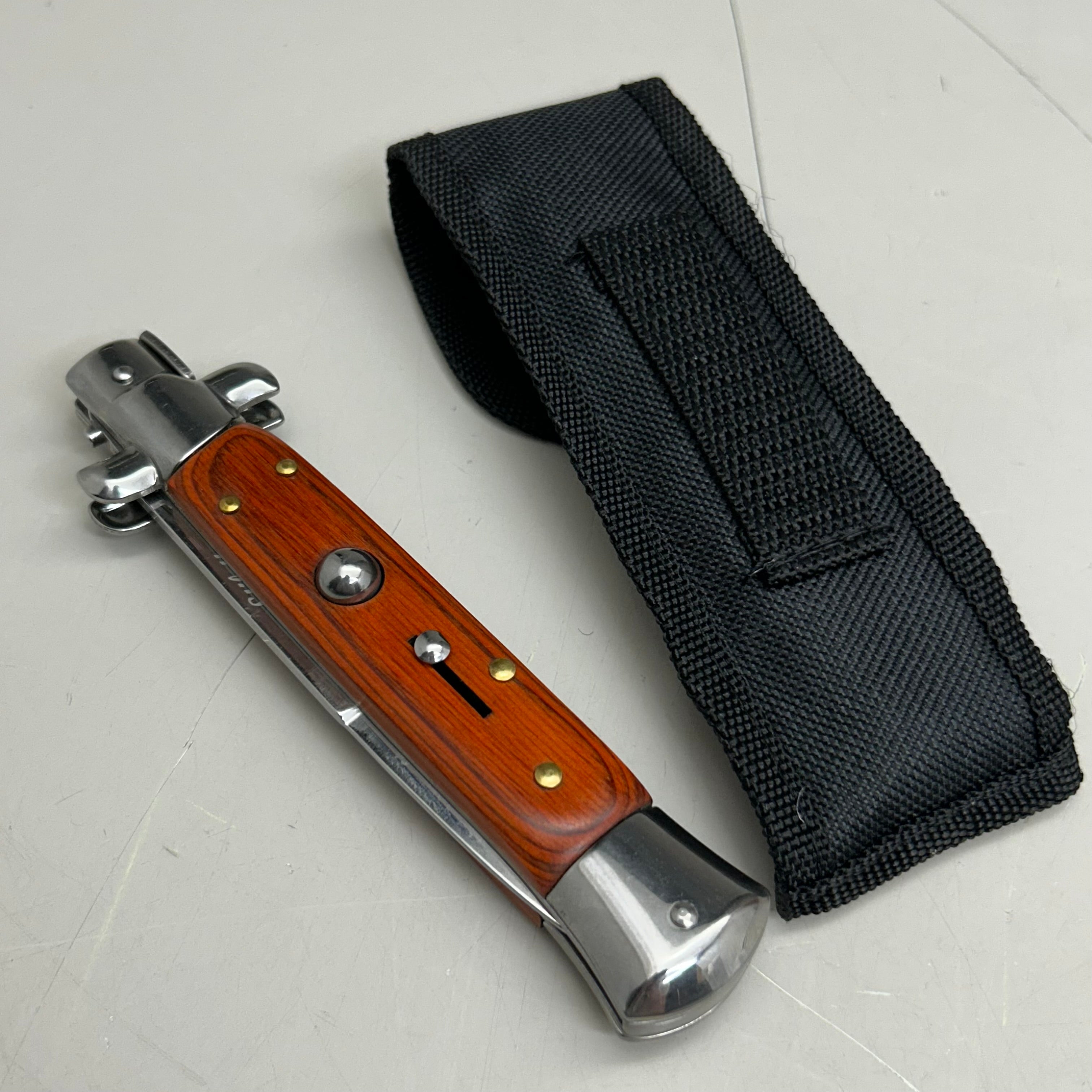 ZA@ ARMED FORCE TACTICAL Hand Crafted OTF Pocket Knife 9" Knife 4" Blade Red/Wood ST-7WD