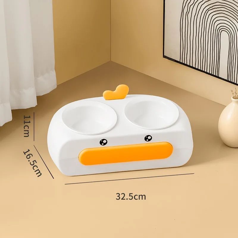 Leak-proof Food Grade Plastic Bowl Mouth Wet-proof Neck Protection Drinking Water Feeding Integrated Cat Bowl