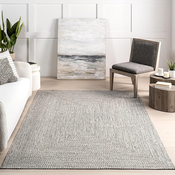 nuLOOM 2' x 18' Solid Hand Braided Indoor/Outdoor Area Rug, Pet-Friendly, High Traffic, Weather Resistant, for Patio, Balcony, Bedroom, Living, Dining Room, Wynn Salt and Pepper