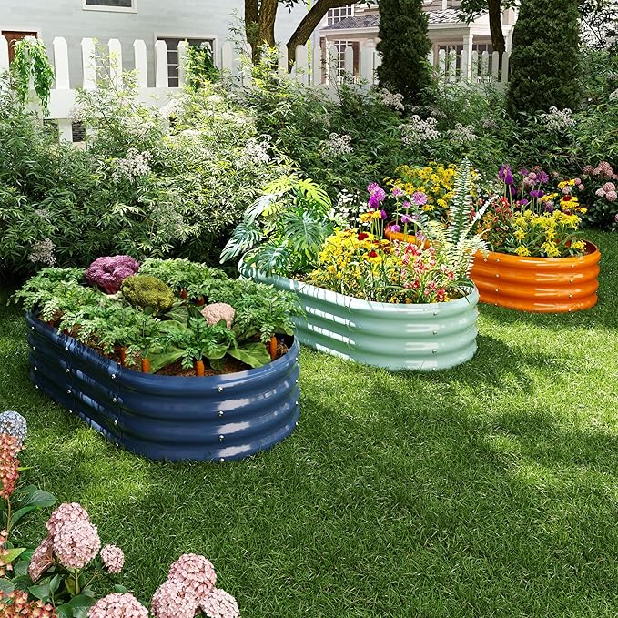 Raised Garden Beds Outdoor Galvanized Planter Raised Garden Bed 4x2x1ft Flower Garden Bed