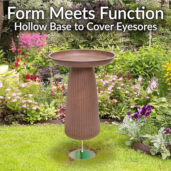 Sunnydaze Gleeful Garden Metal Bird Bath for Outdoors - Large Decorative Iron Birdbath - 23-Inch - Matte Canyon Clay
