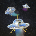 UFO Disco Ball Silver Disco Ball Decor Disco Spaceship Retro Reflective Décor Mirror Decorations for Home,Party,Garden,Handmade Gift (8 * 6inch)
