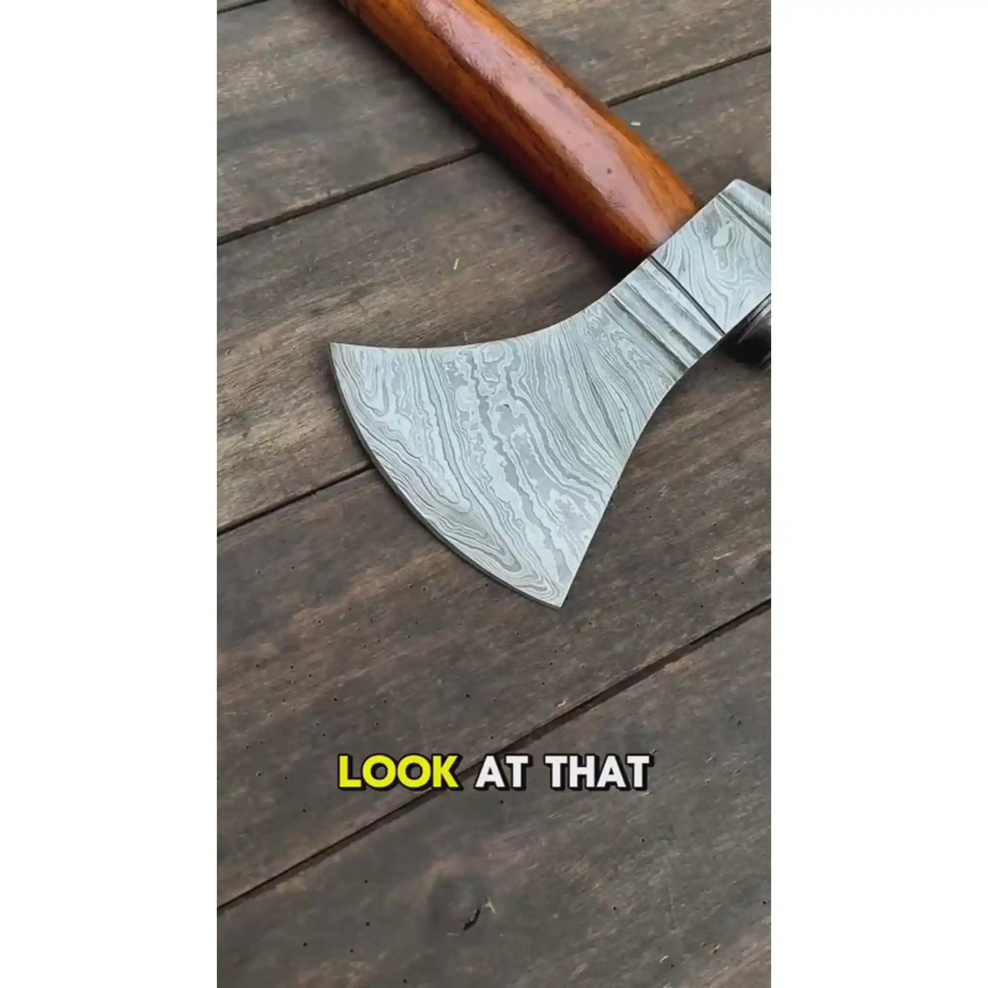 Collectible Artisan Pipe Axe in Damascus Steel with Hardwood Handle