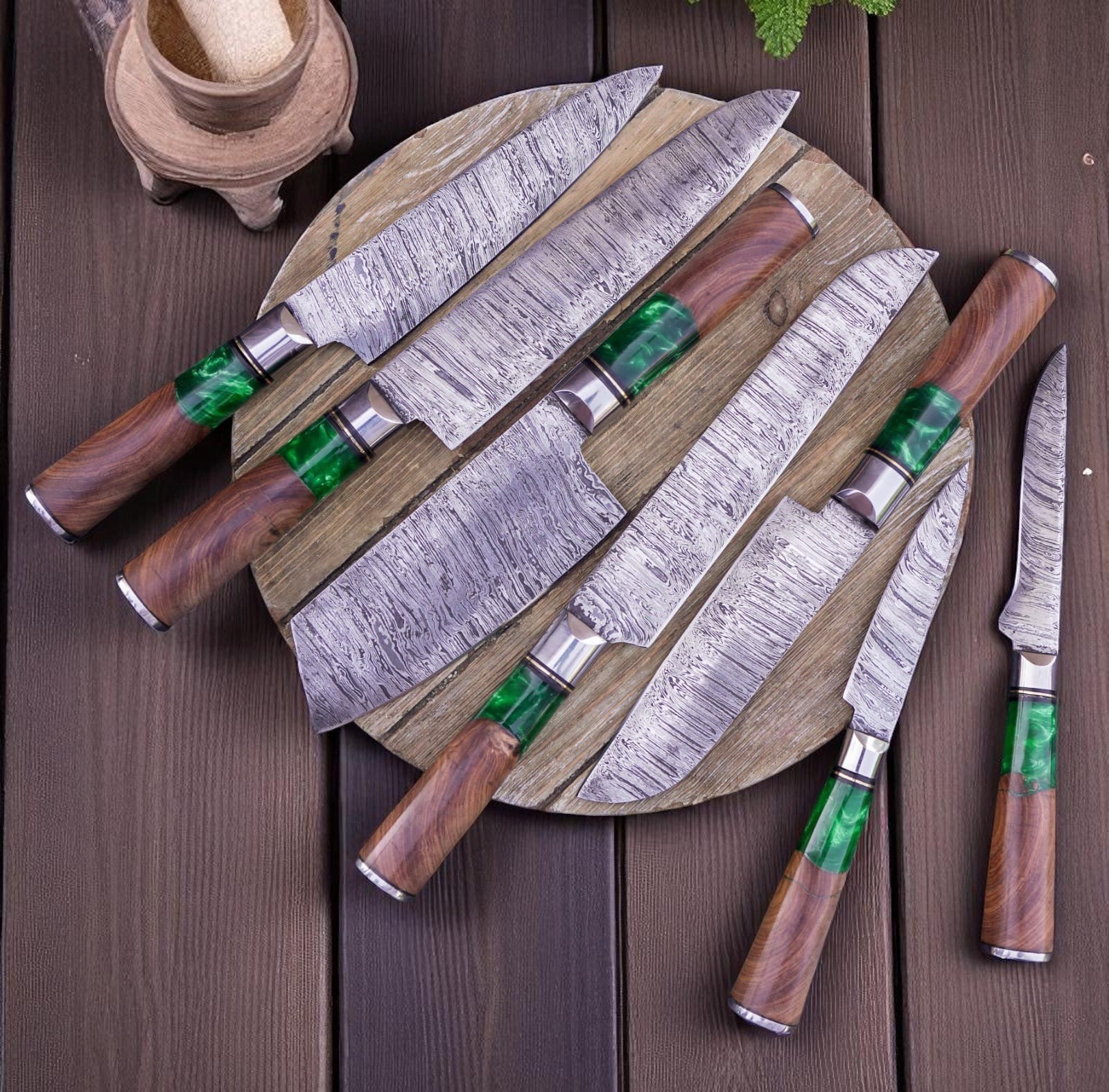 Best Damascus Knife Sets – 7-Piece Full Tang Forged Collection