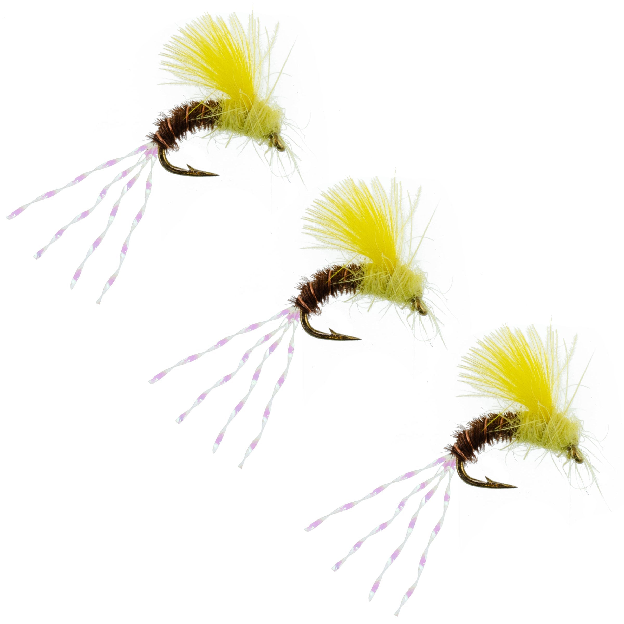 3 Pack CDC Pale Morning Dun Emerger PMD Wet Fly Fishing Flies - Hook Size 16