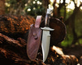Custom Handmade J2 Steel Bowie Knife – 13" Blade, Color Bone Handle & Steel Guard with Leather Sheath