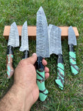 Custom Handmade Damascus Steel Kitchen Knife Set