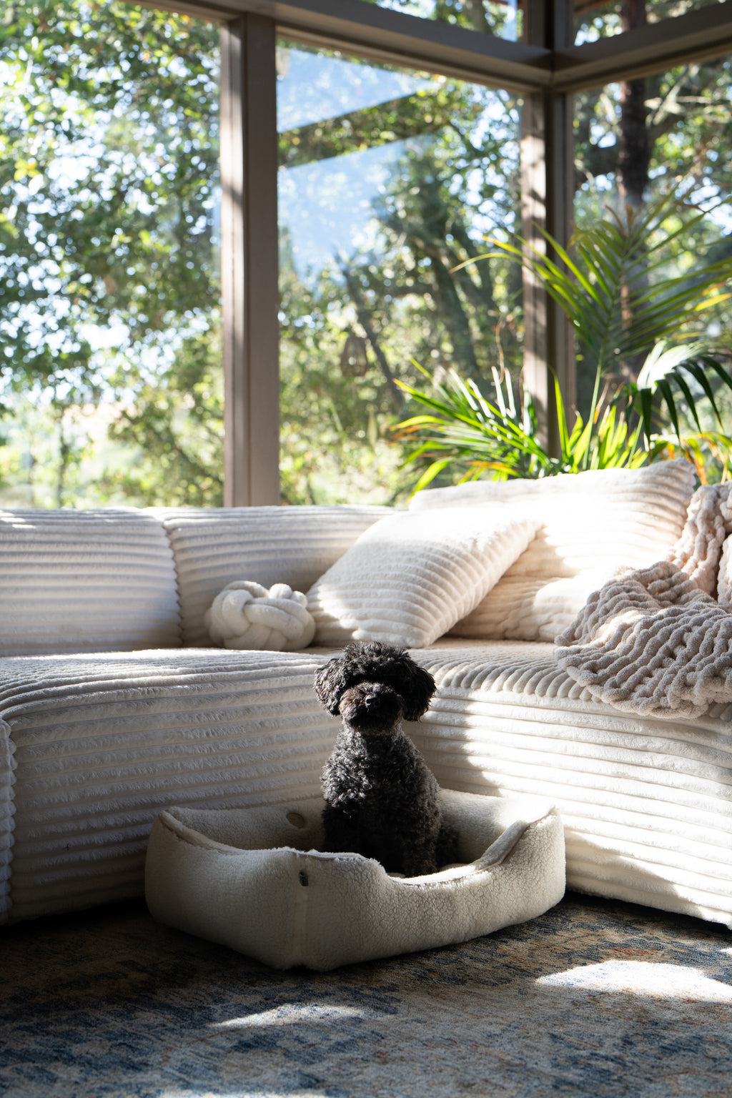 Chester & Lee | Furry Sleeper Dog Bed Beige