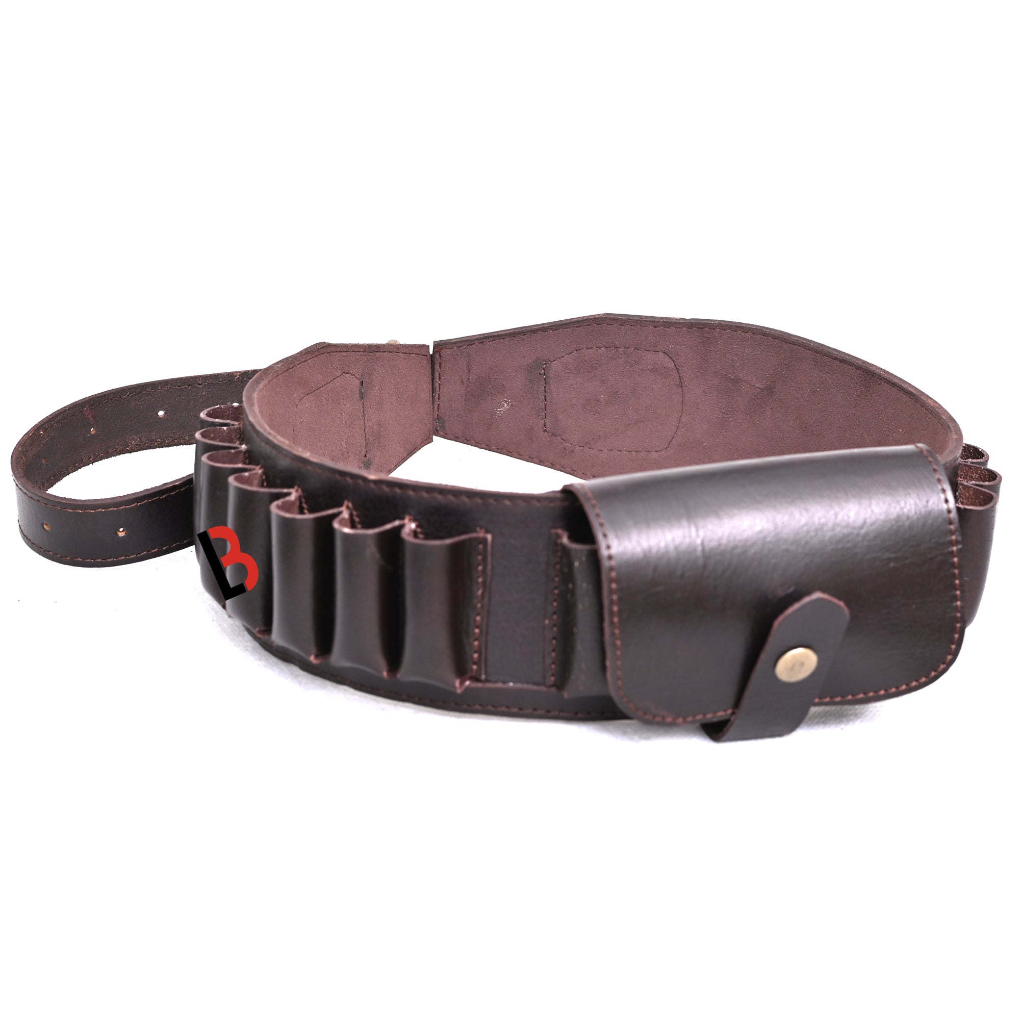 Cowhide Leather Shotshell Bandolier Belt Shotgun Shell Belt Ammunition Carrier, holds 19 shells