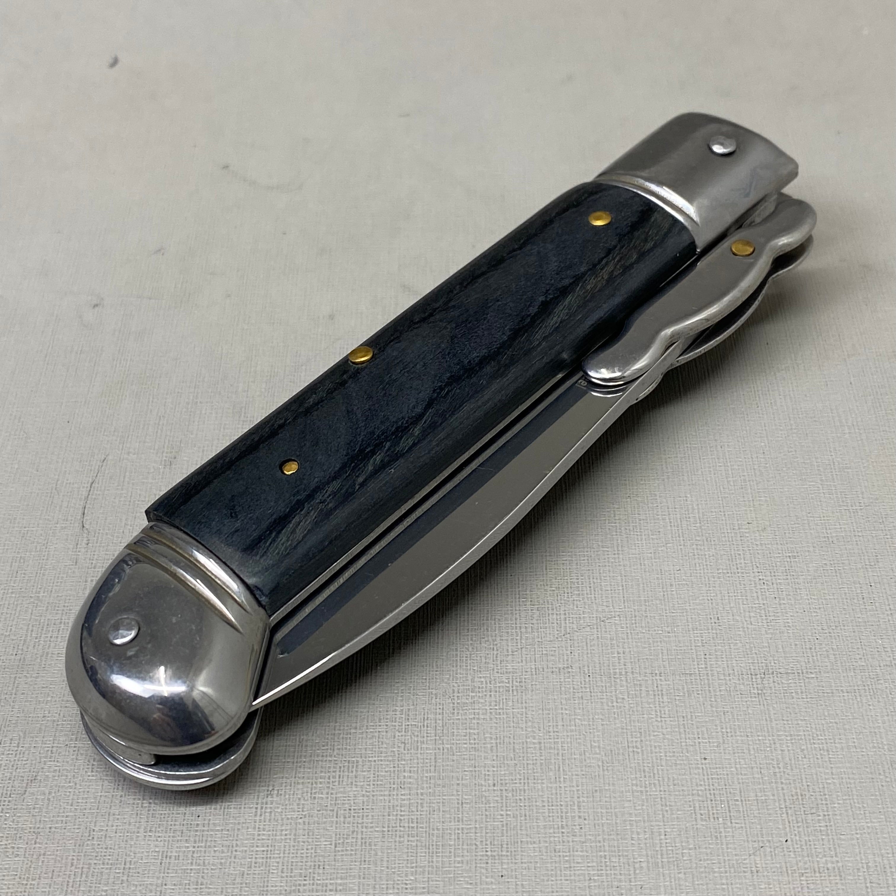 ZA@ ARMED FORCE TACTICAL Handcrafted OTF Pocket Knife 3.5" Blade 8" KnifeBlue Wood ST-10BK