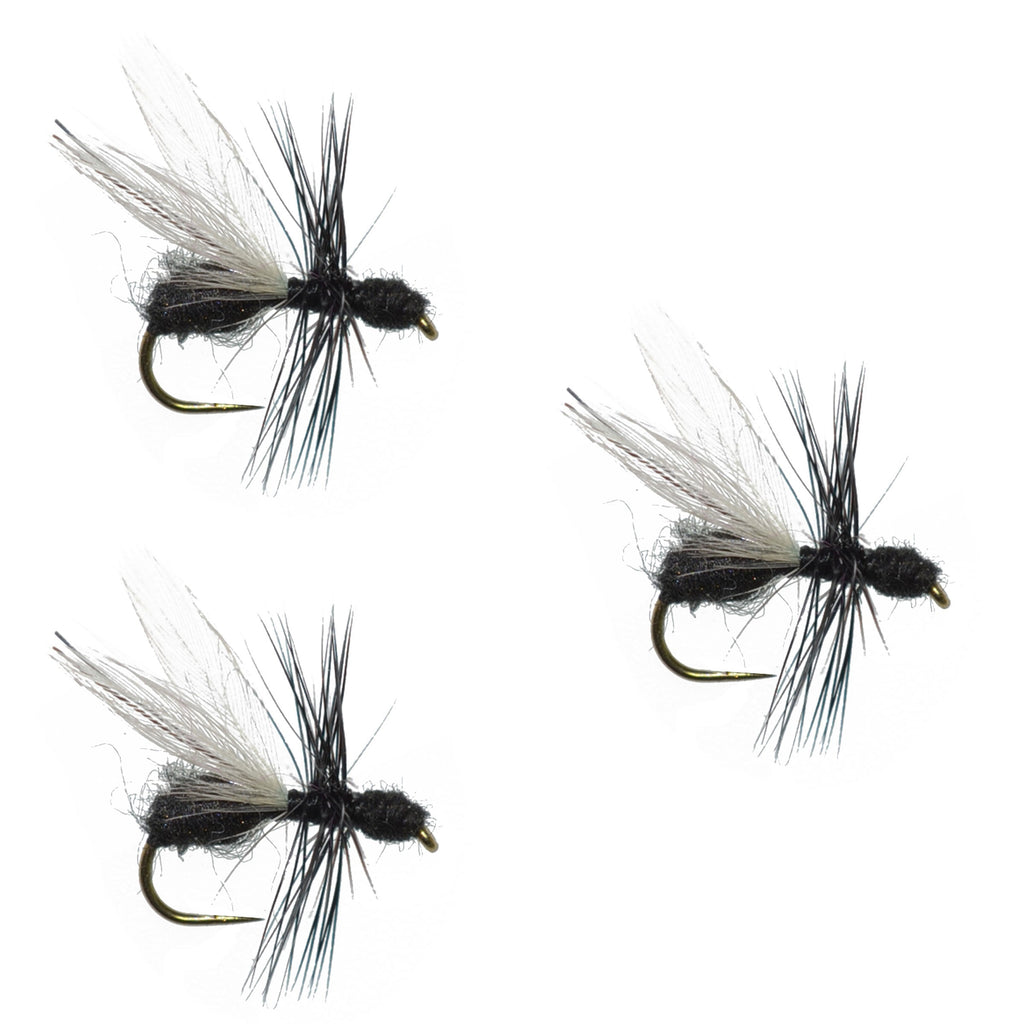 3 Pack Black Fur Flying Ant Terrestrial Trout Dry Fly - Hook Size 12