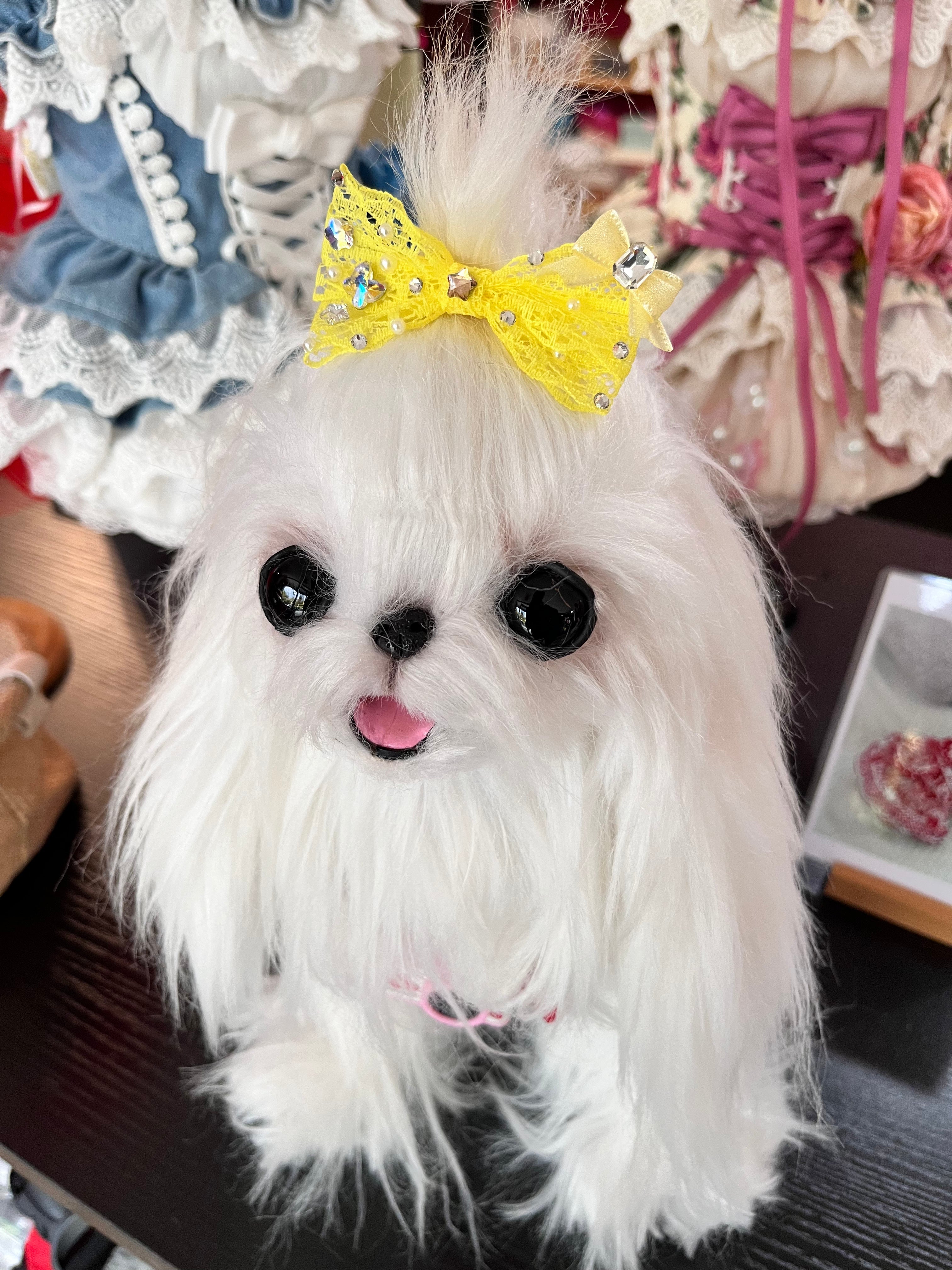 Pet Accessories Lace Rhinestone Bow Hair Clip headwear