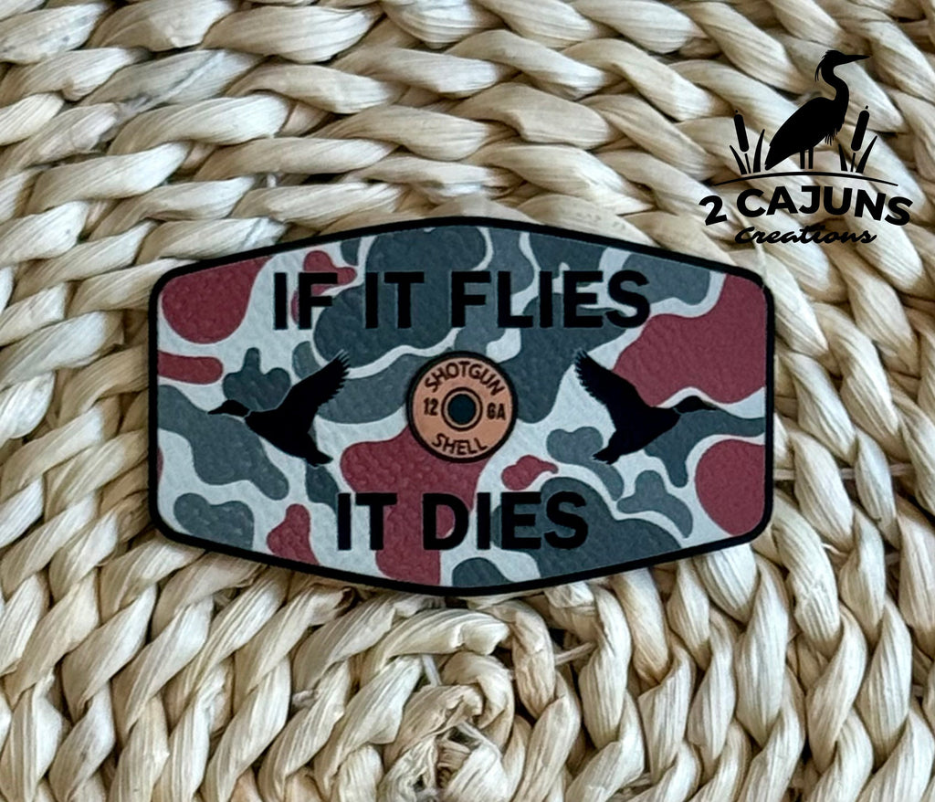 If It Flies Leatherette Hat Patch with Copper Acrylic Insert - 3 Colors Available