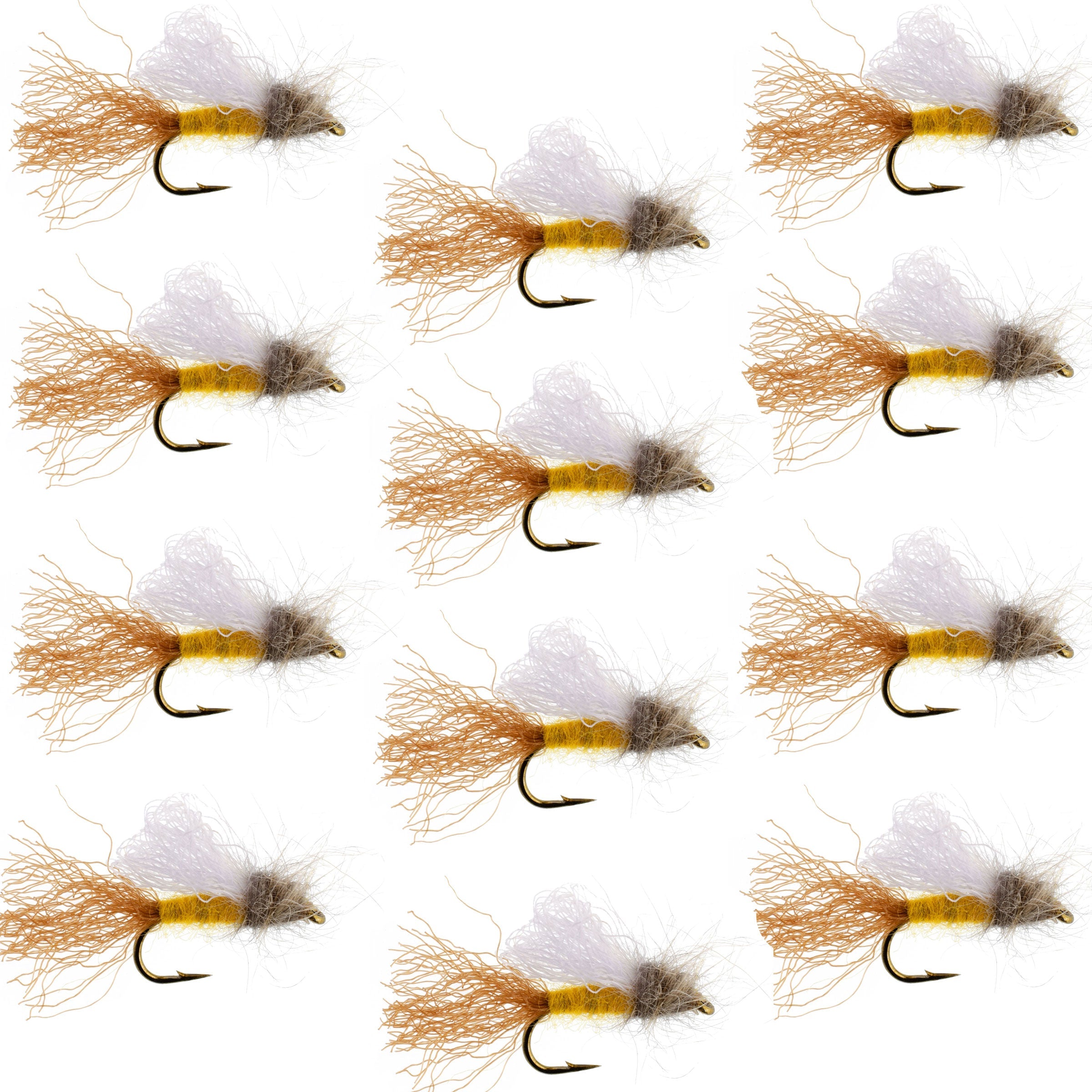 Amber Iris Caddis Emerger Caddis  Trout Dry Fly - 12 Flies Hook Size 16