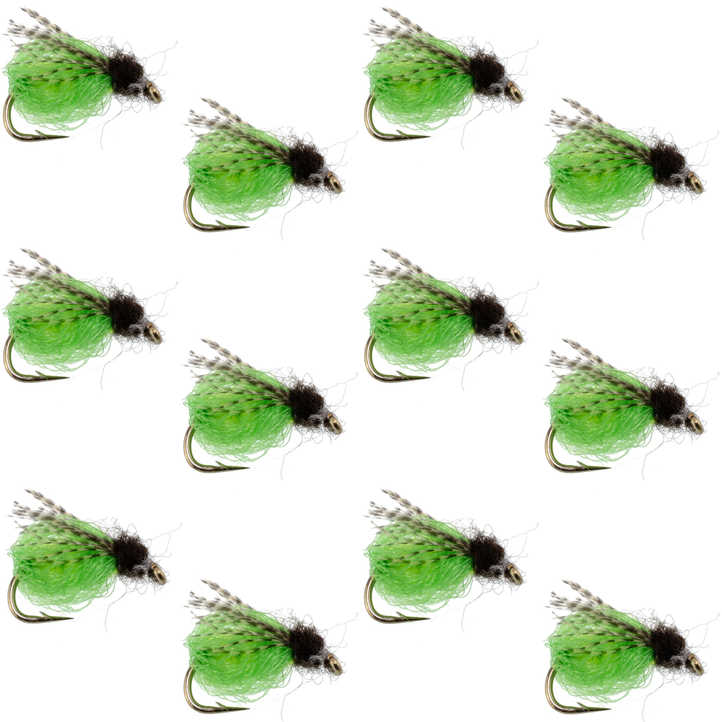 LaFontaine Bright Green Deep Sparkle Caddis Pupa - 1 Dozen Flies Hook Size 18