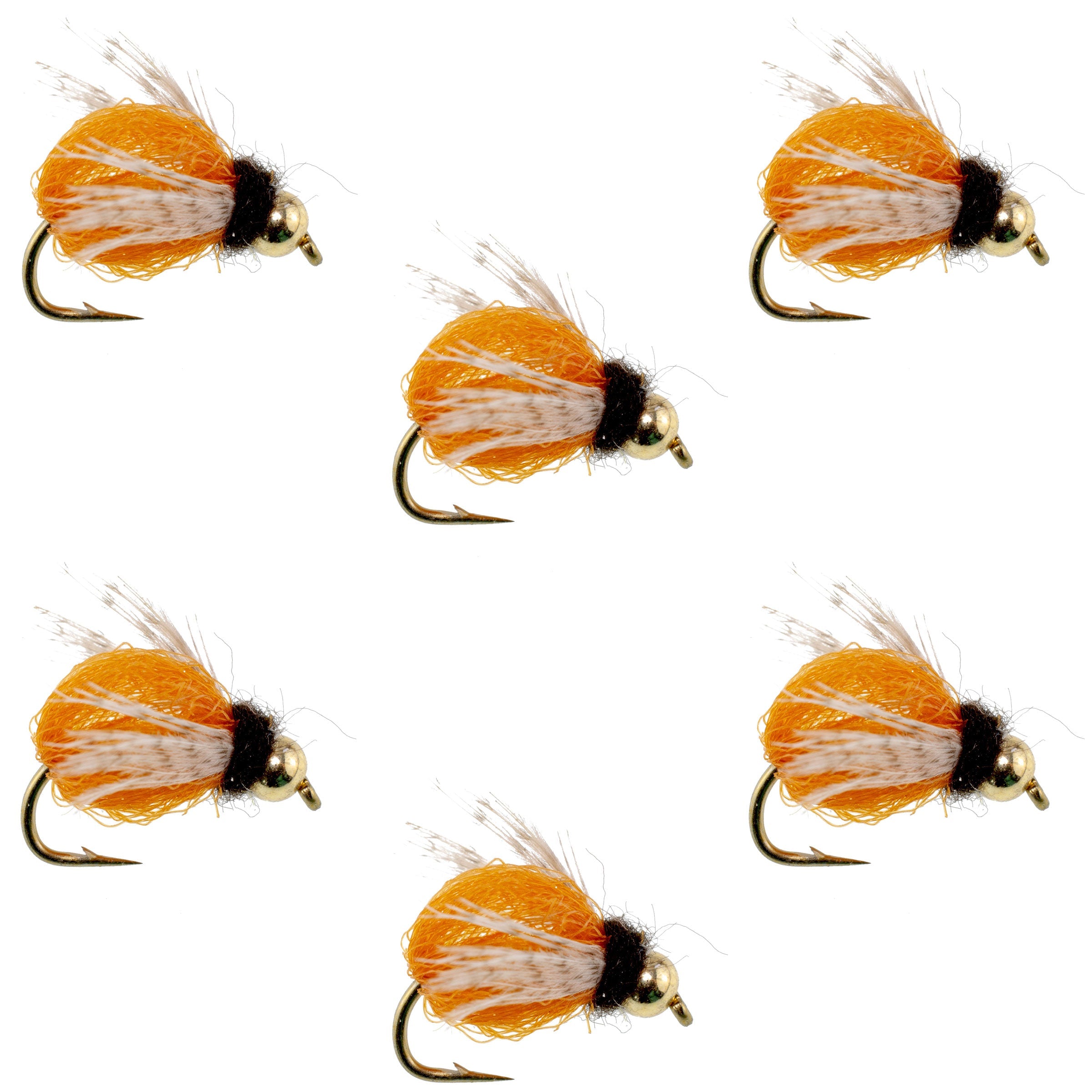 Bead Head LaFontaine Amber Deep Sparkle Caddis Pupa - 6 Flies Hook Size 16