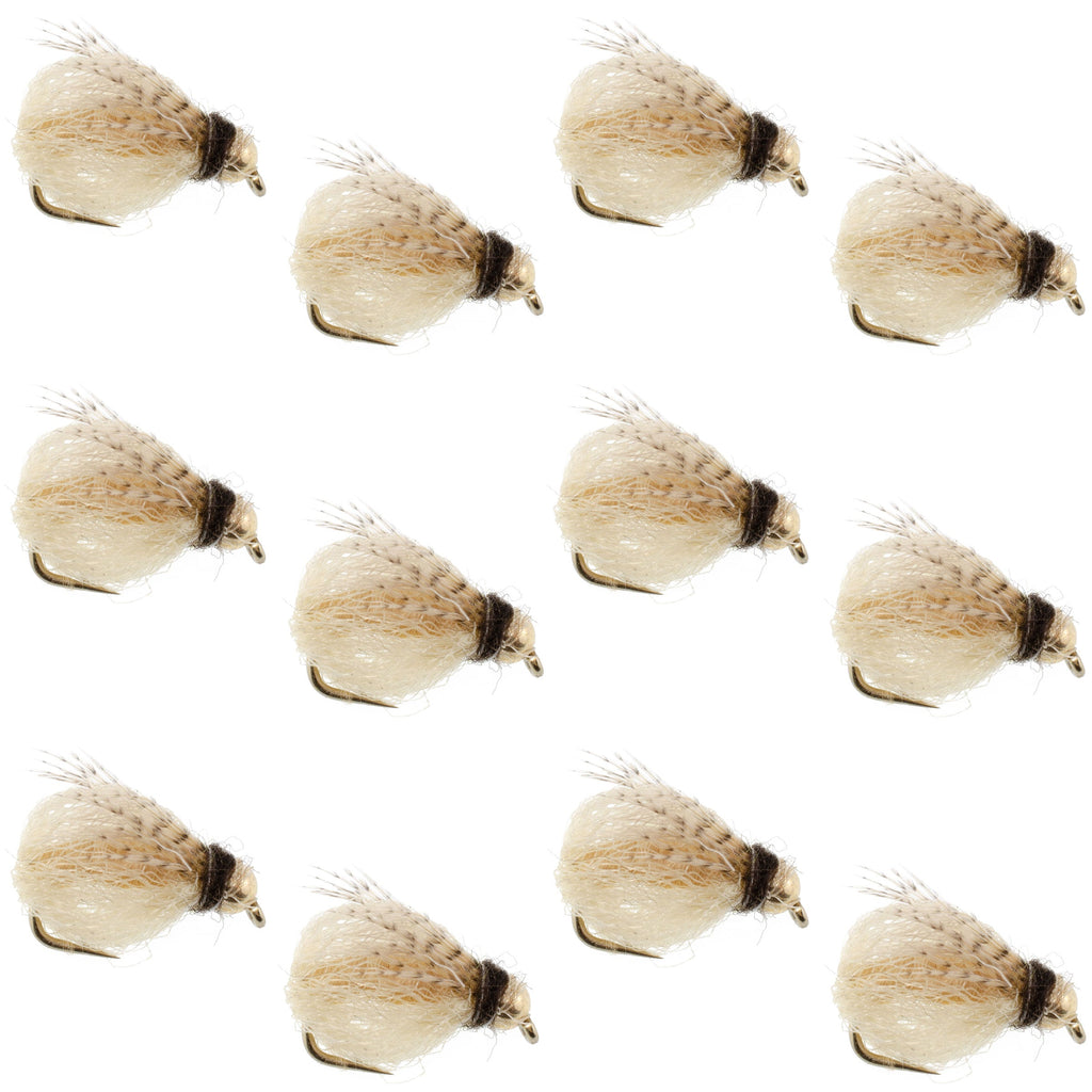 Bead Head LaFontaine Tan Deep Sparkle Caddis Pupa - 1 Dozen Flies Hook Size 14