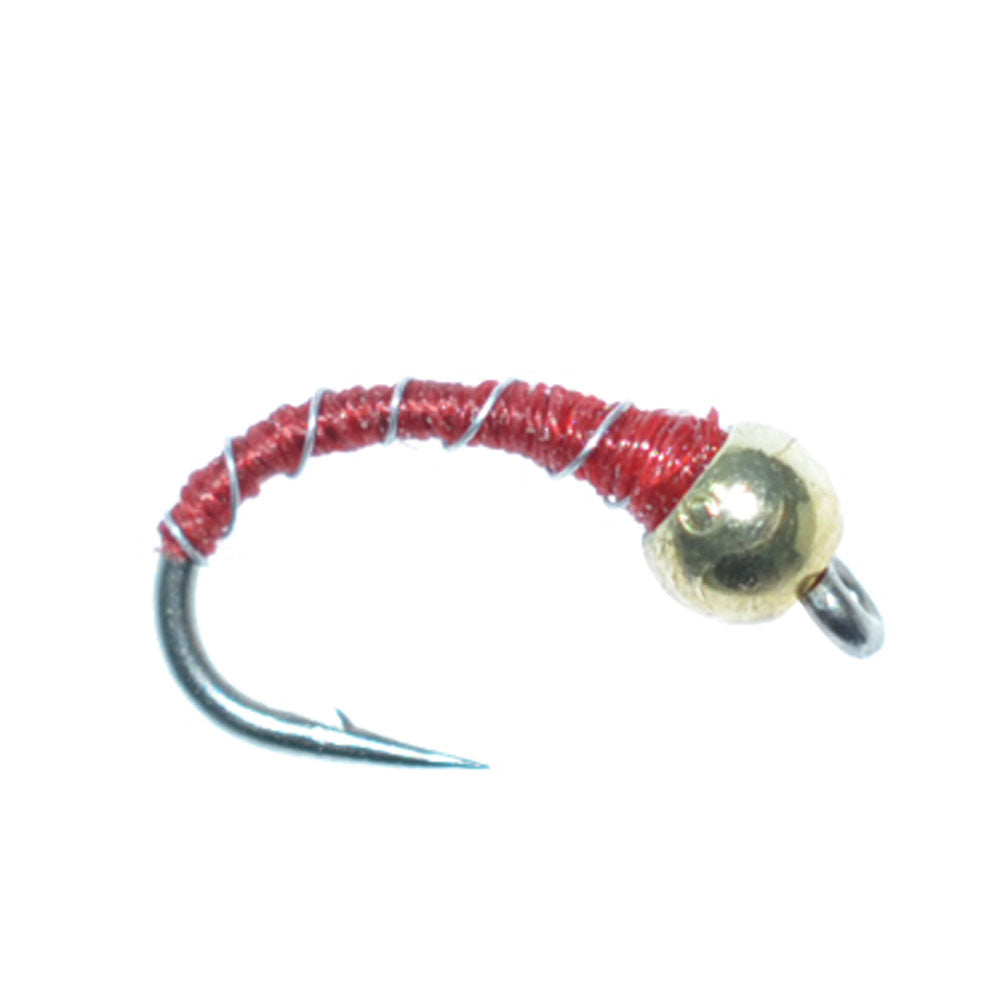 Bead Head Red Zebra Midge Still Water Nymph 6 Flies Hook Size 16
