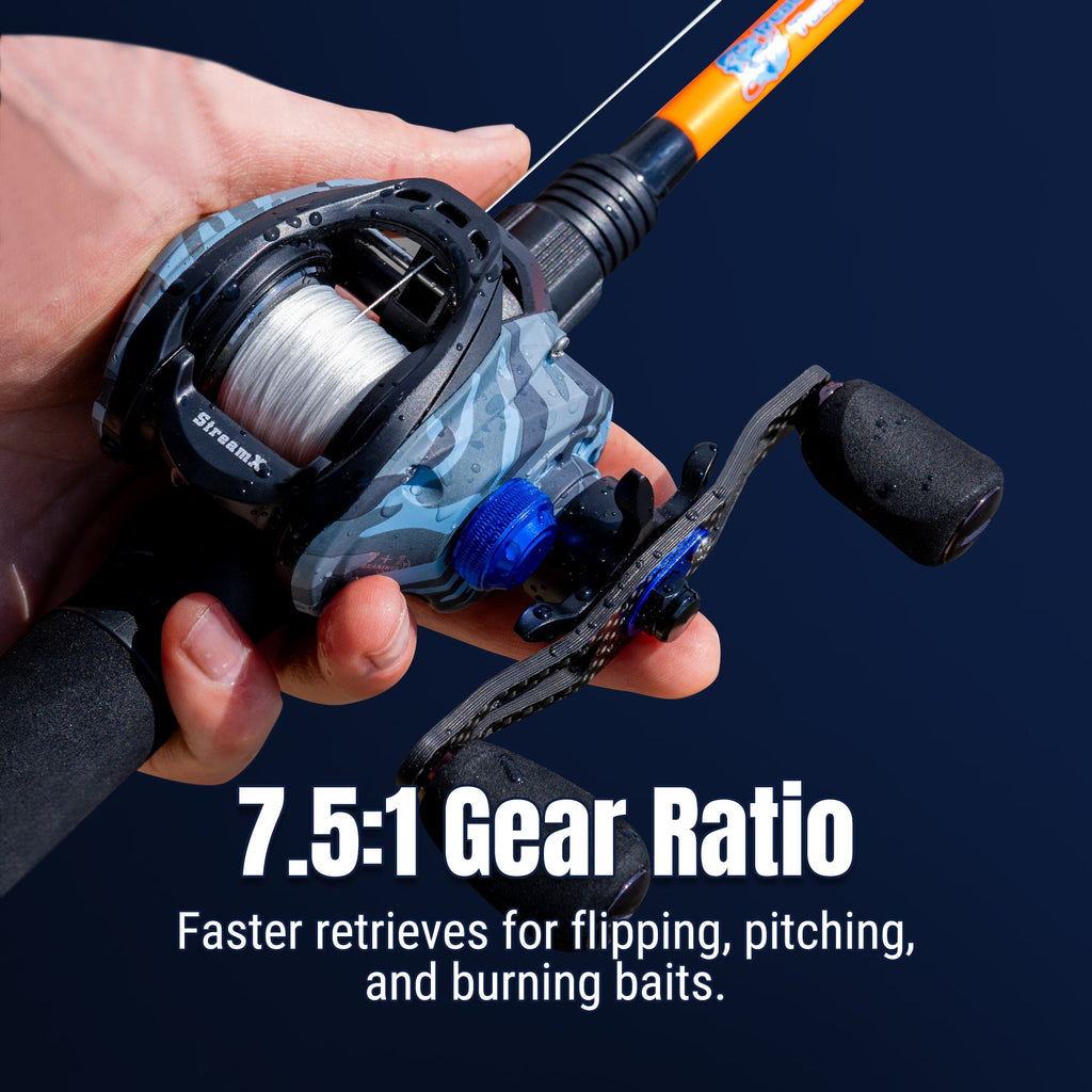 Reaction Tackle Baitcasting Fishing Reel- StreamX Edition- 7.5:1 gear ratio - NEW