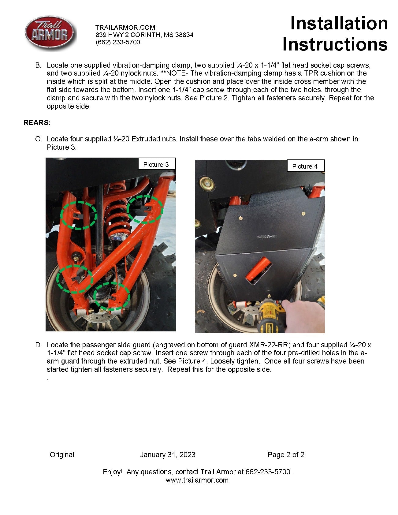 Trail Armor iMpact A-Arm Guards for 2022+ Can-Am Defender HD10 / HD9