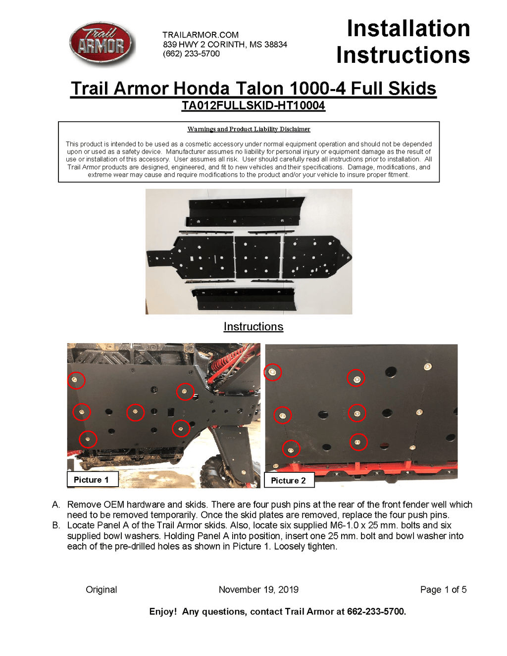 Trail Armor Full Skid Plate for Honda Talon 1000X-4