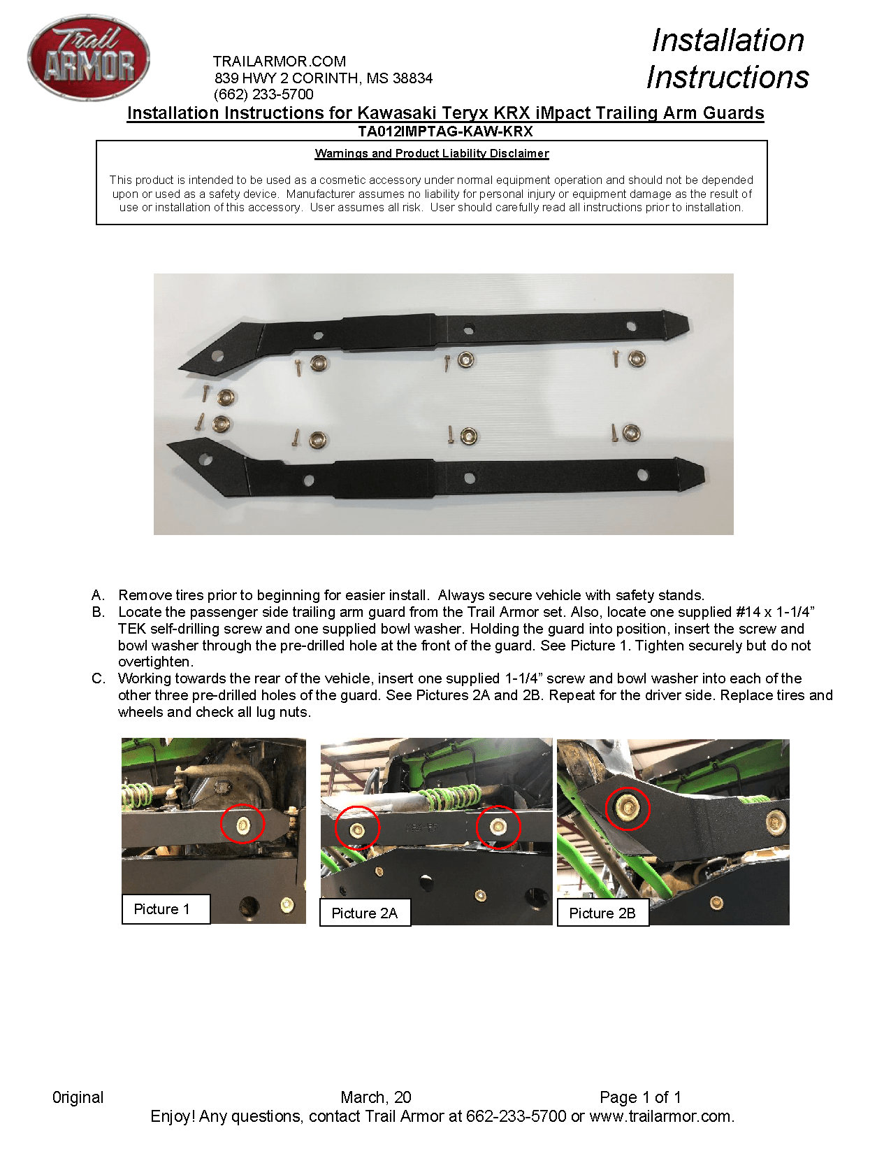 Trail Armor iMpact Trailing Arm Guards for 2020+ Kawasaki KRX 1000