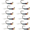 Tungsten Bead Black Perdigon Tactical Jig Czech Euro Nymph Spanish Nymphing Fly - 1 Dozen Flies Size 18
