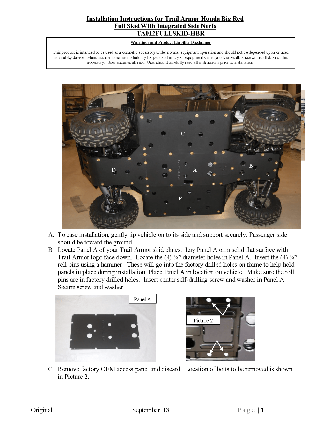 Trail Armor Skid Plates for 2009-13 Honda Big Red