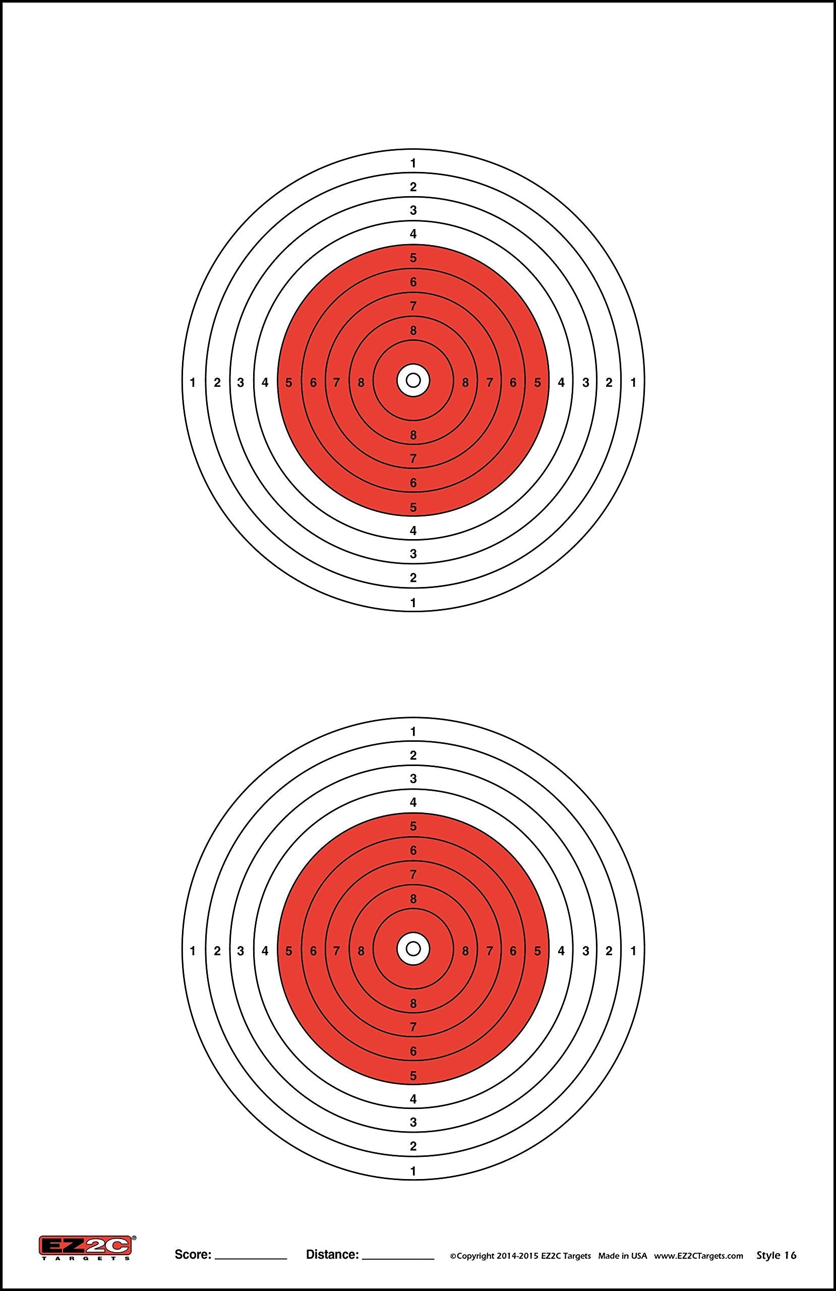 25 EZ2C Targets Style 16: 50-Meter Air Gun Shooting Paper Target 11"x17" (25 Count) USA MADE