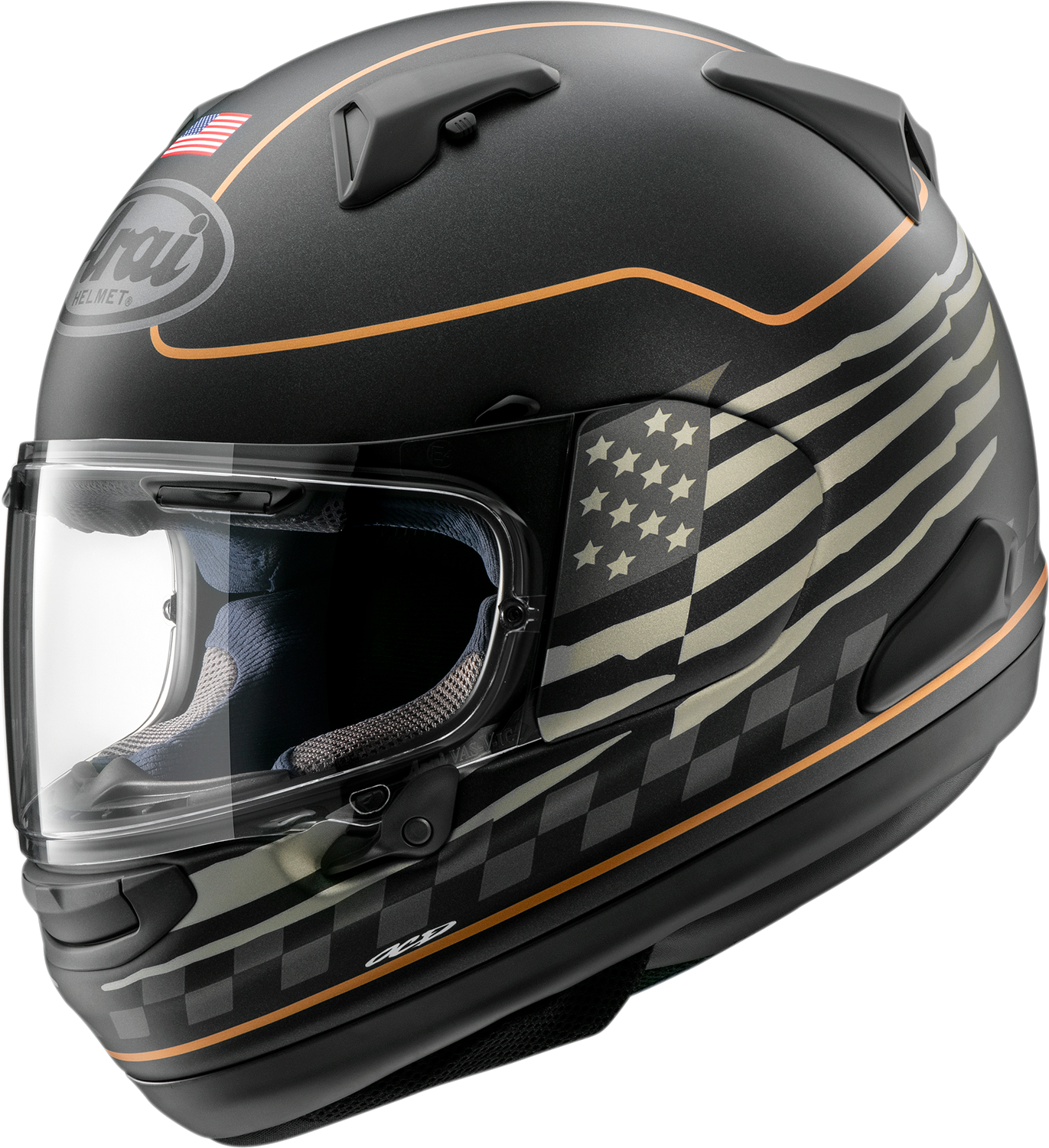 ARAI HELMETS, ARAI HELMETS Signet-X US Flag Black Frost Helmet - Narrow Fit with VAS Shield System
