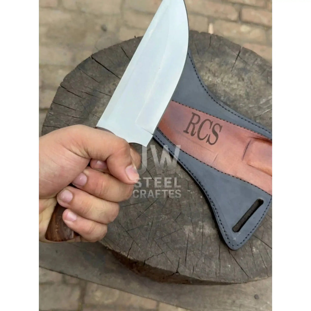 Custom Engraved Stainless Steel Outdoor Knife with Walnut Handle | JW SteelCrafts