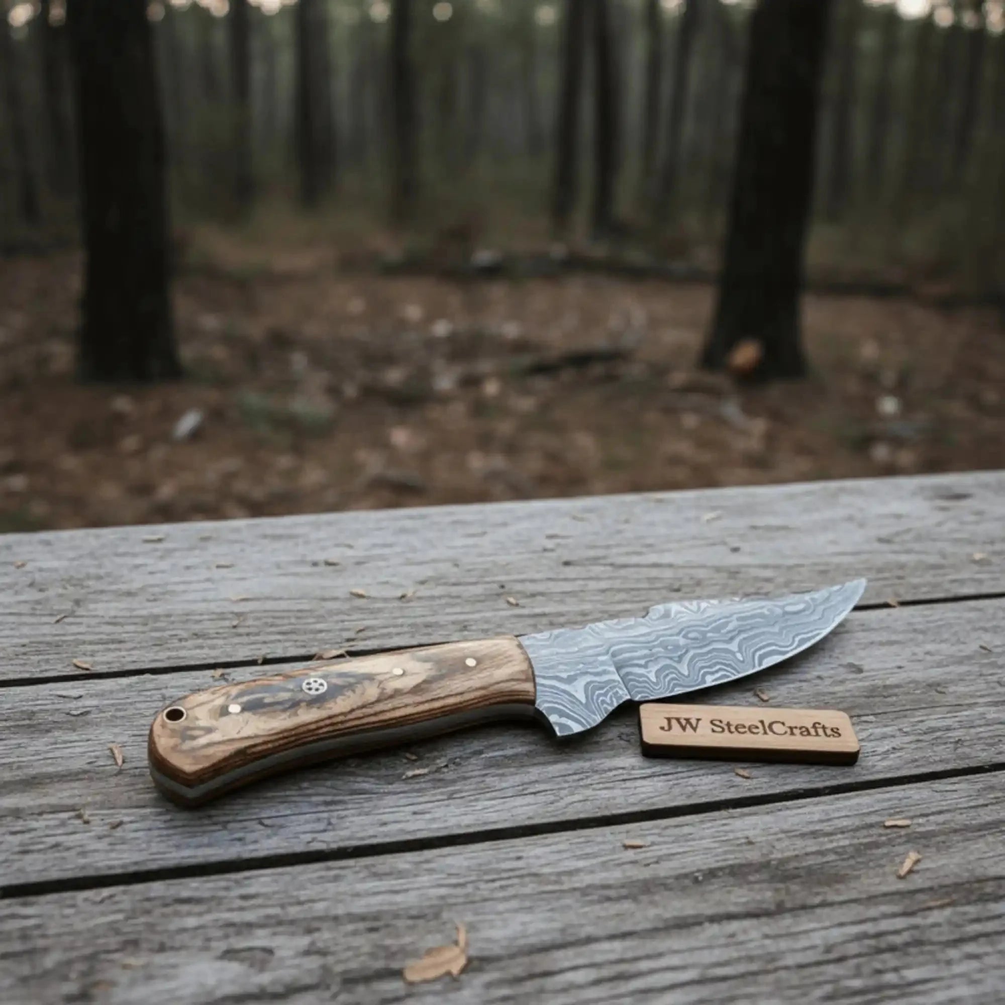 Custom Made Skinner Knife with Premium Wood Handle – Handmade Hunting Blade