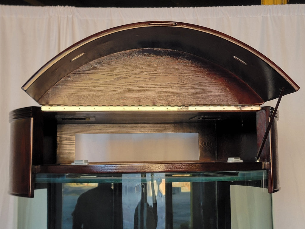 Display Model 133g 3/4 Cylinder Round Glass Reef-Ready Aquarium + Sump in Rose Cherry Furniture