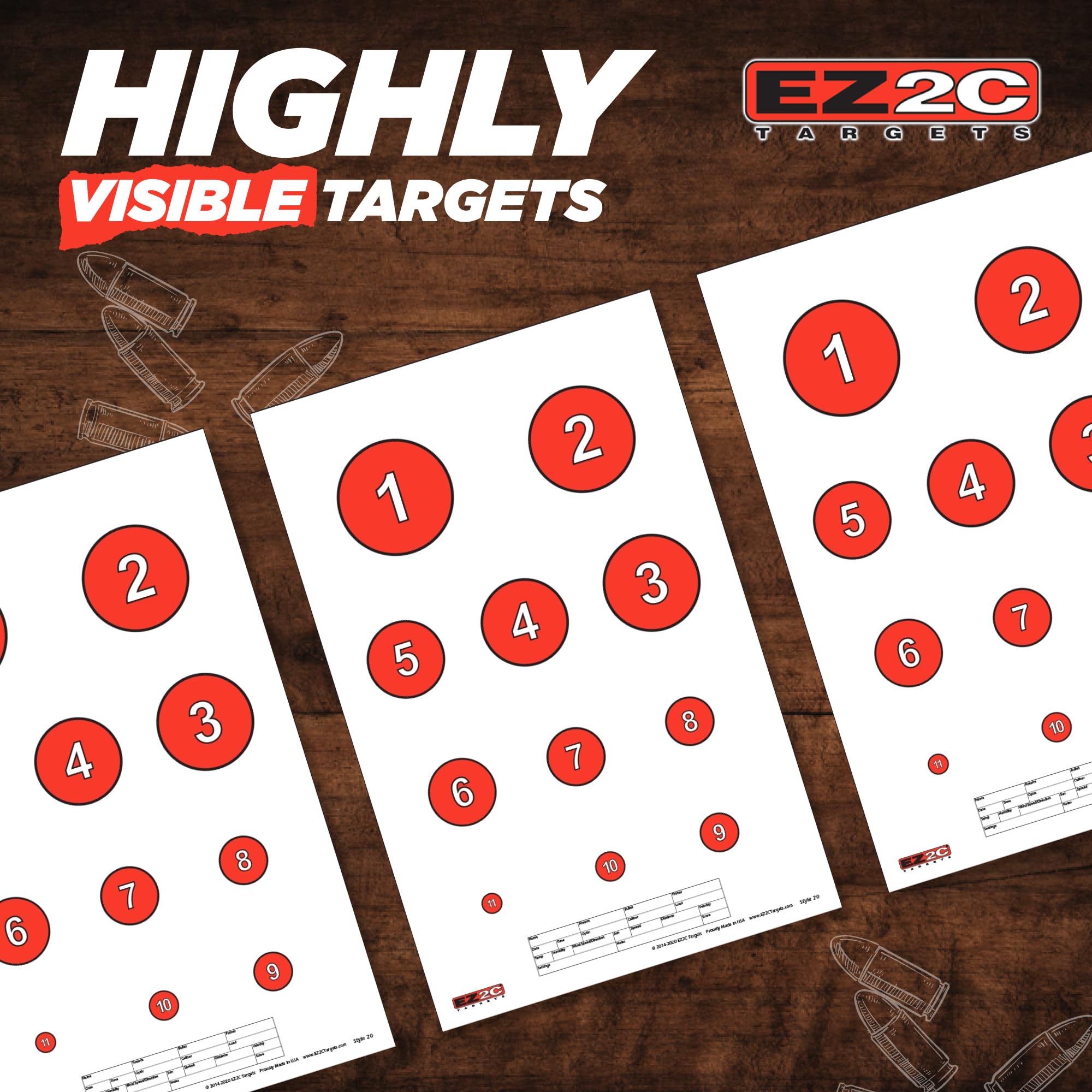 EZ2C Targets# 20/RD7: Reducing Circles Paper Shooting Targets 11"x17" USA Made